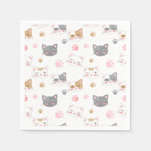 Cute cat faces smiling cats pattern napkins