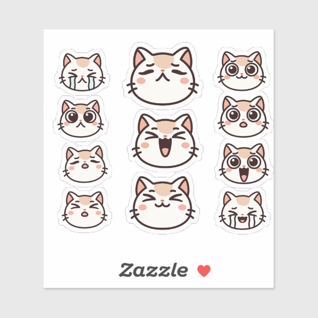 Cute Cat Facial Expressions Sticker Sheet (Sheet)