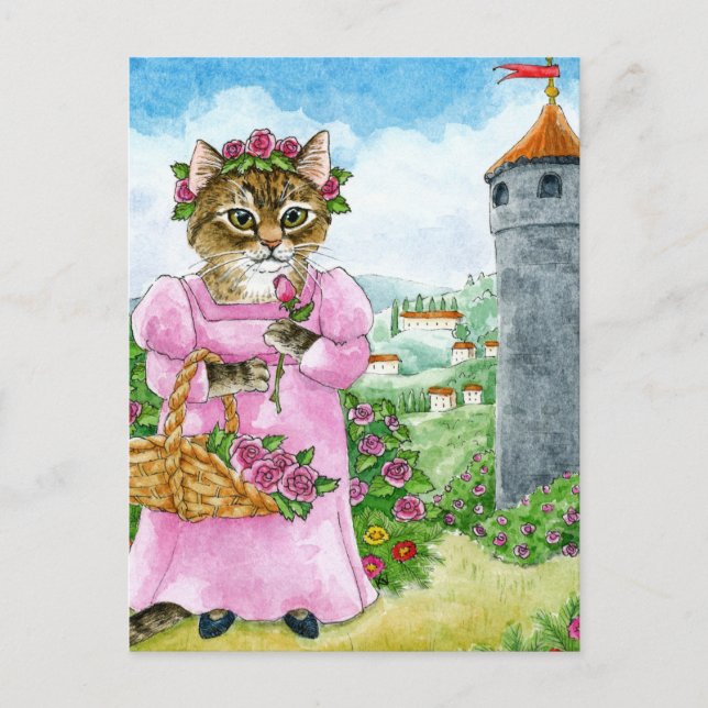 Cute Cat Fairy Tale Rapunzel Postcard (Front)