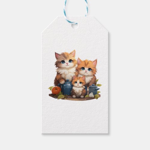 Cute cat family cooking   gift tags