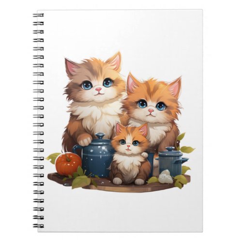 Cute cat family cooking   notebook