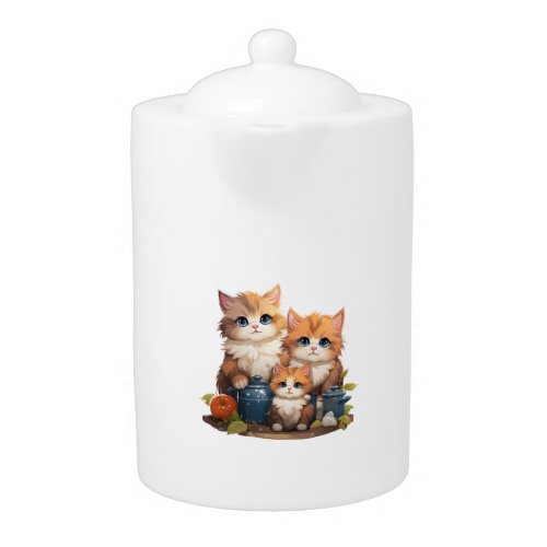 Cute cat family cooking   teapot