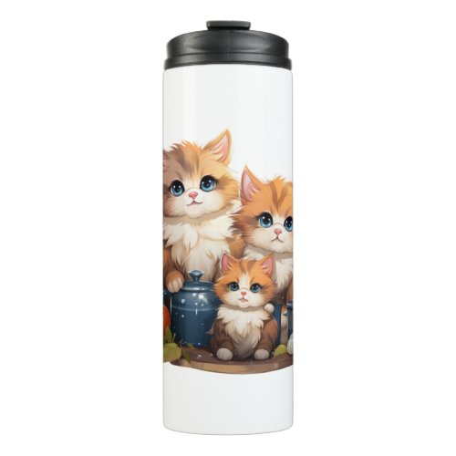 Cute cat family cooking   thermal tumbler