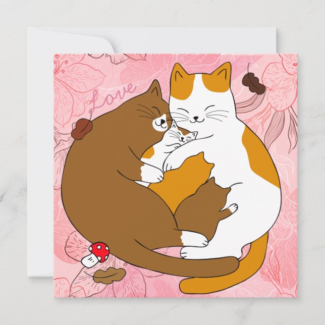 Cute Cat Family Holiday Card (Front)