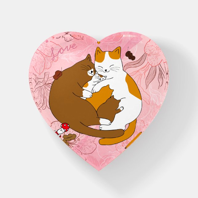 Cute Cat Family Paperweight (Front)