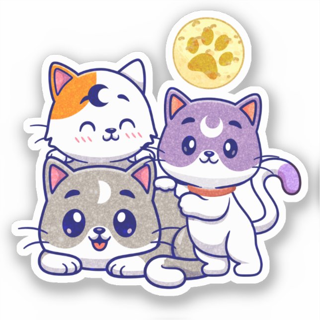 Cute Cat Family Sticker (Front)