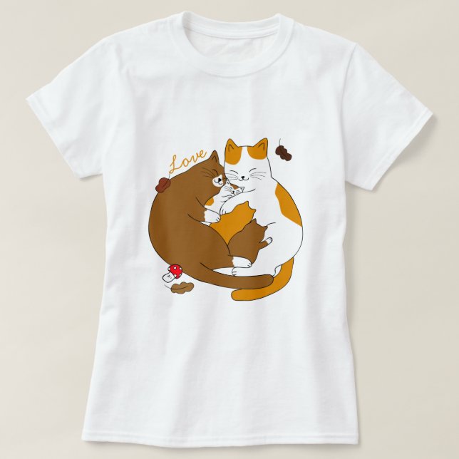 Cute Cat Family T-Shirt (Design Front)