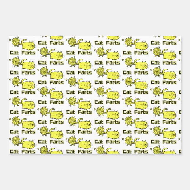 Cute Cat Farts  Wrapping Paper Sheets (Front)