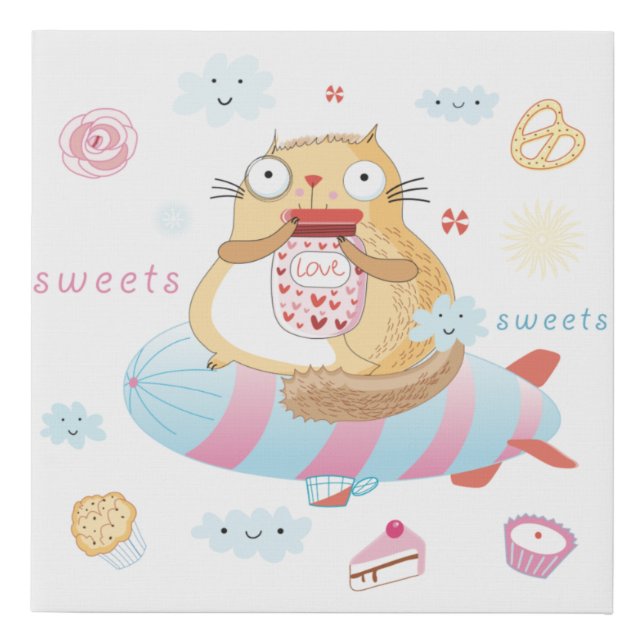 Cute Cat Faux Canvas Print (Front)