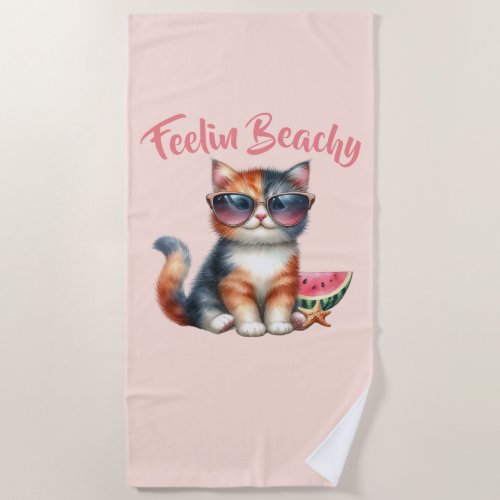 Cute Cat Feelin Beachy Beach Towel