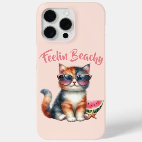 Cute Cat Feelin Beachy iPhone 15 Pro Max Case
