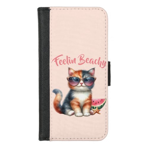 Cute Cat Feelin Beachy iPhone 87 Wallet Case