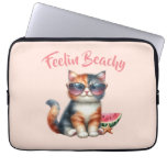 Cute Cat Feelin Beachy Laptop Sleeve