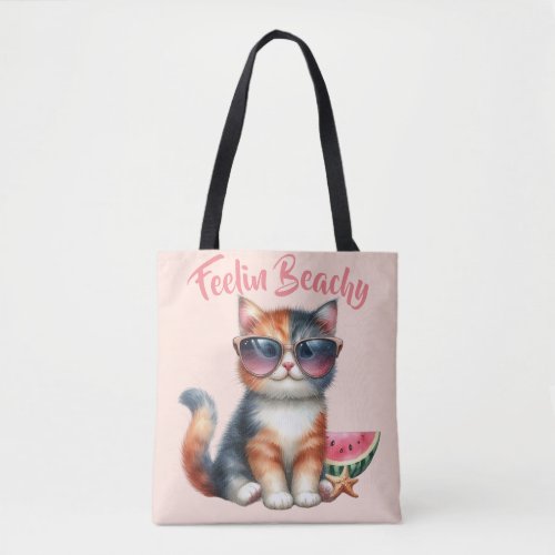 Cute Cat Feelin Beachy Tote Bag