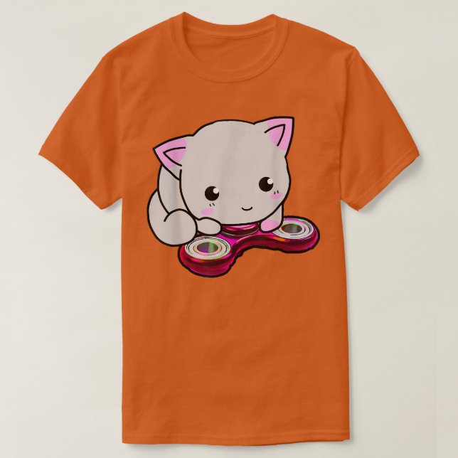 Cute Cat Fidget Spinner Girl Toy Hand ADD ADHD 542 T-Shirt (Design Front)