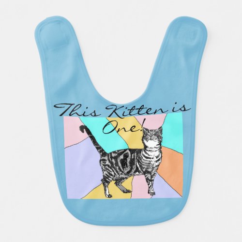 Cute Cat First Birthday Pastel Cats Baby Kitten Baby Bib