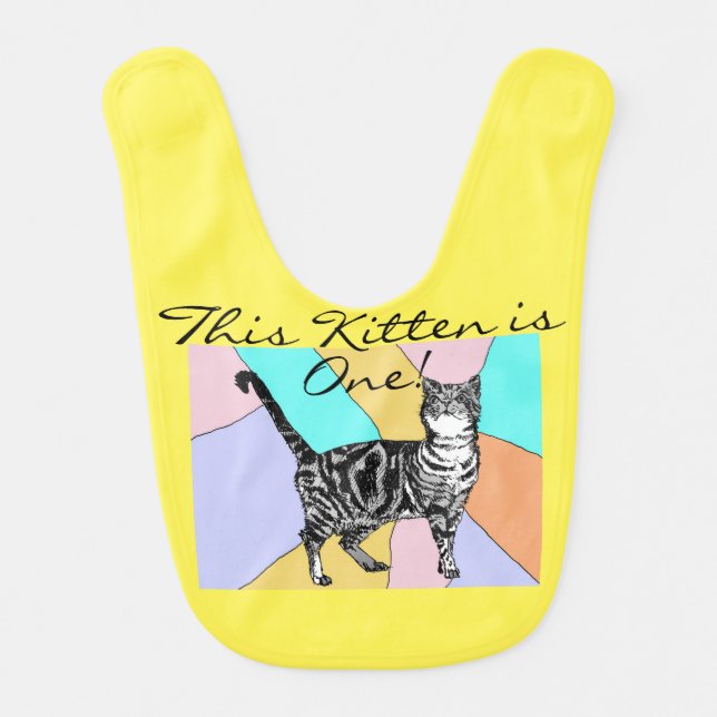 Cute Cat First Birthday Pastel Cats Baby Kitten Bib (Front)