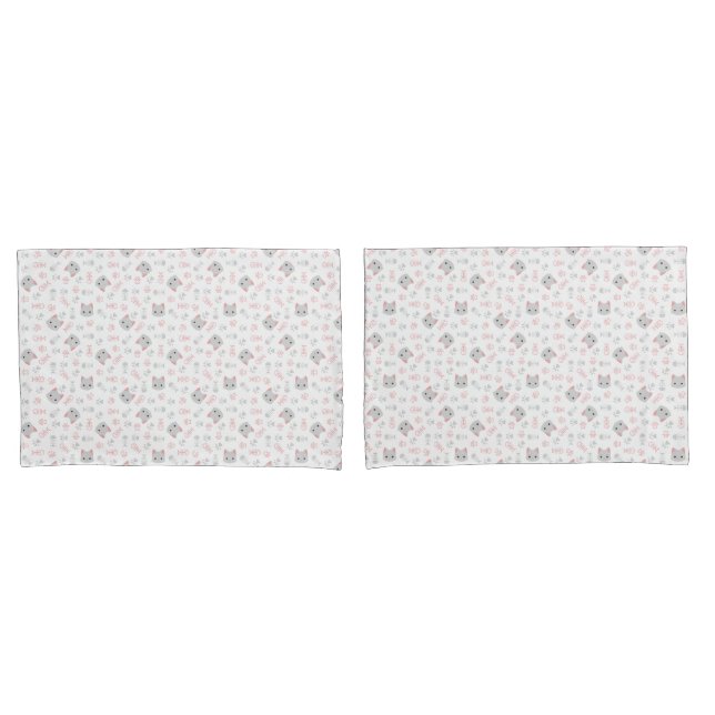 Cute Cat & Fish Bones Pillow Case (Front-Set)