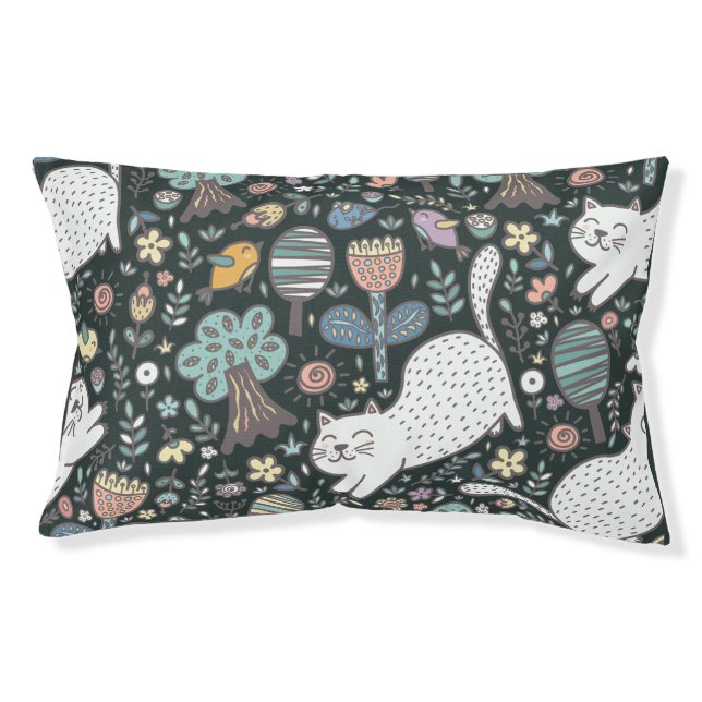 Cute Cat Floral Pet Bed (Front)