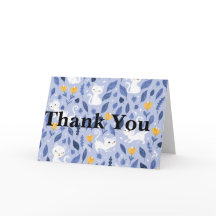 Cute Cat Floral Thank You Card