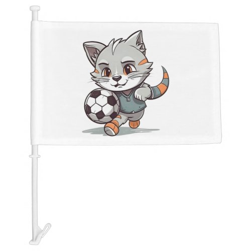 Cute Cat Footballer Classic T_Shirt Car Flag