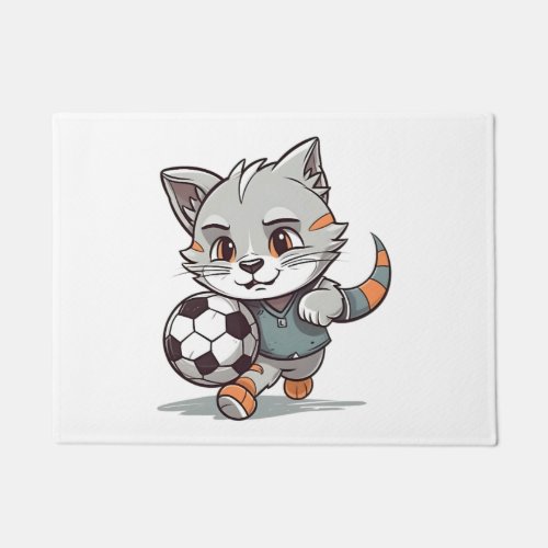 Cute Cat Footballer Classic T_Shirt Doormat