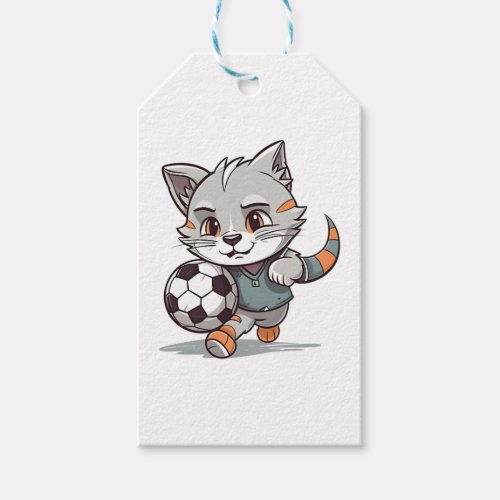 Cute Cat Footballer Classic T_Shirt Gift Tags