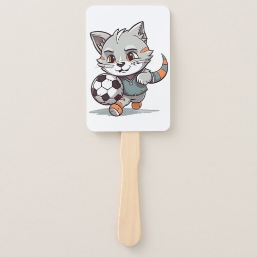 Cute Cat Footballer Classic T_Shirt Hand Fan