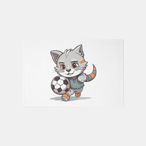 Cute Cat Footballer Classic T_Shirt Rug