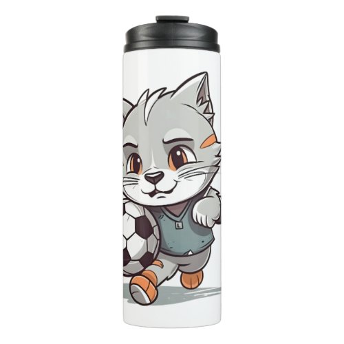 Cute Cat Footballer Classic T_Shirt Thermal Tumbler