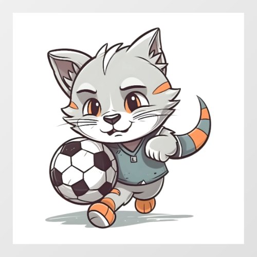 Cute Cat Footballer Classic T_Shirt Wall Decal
