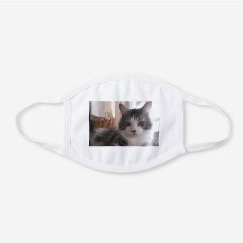 Cute Cat For Animal Lovers Customize With Your Pet White Cotton Face Mask by M_Sylvia_Chaume at Zazzle