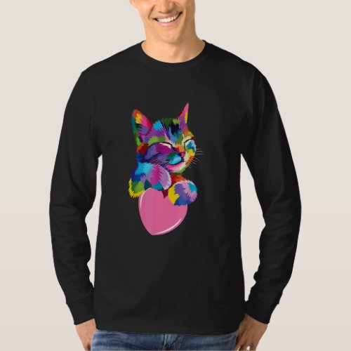 Cute Cat  For Kitten  Colorful Kitty Adoption T_Shirt
