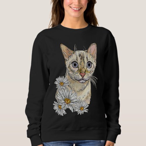 Cute Cat for Kitten  Daisy Flower Kitty Adoption Sweatshirt