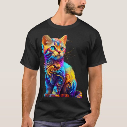 Cute Cat for Kitten Lovers Colorful Art Kitty Adop T_Shirt