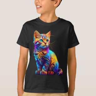 Cute Cat For Kitten Lovers Colorful Art Kitty Adop T-Shirt
