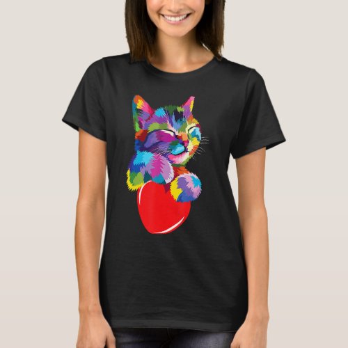 Cute Cat  For Kitten Lovers Colorful Kitty Adoptio T_Shirt