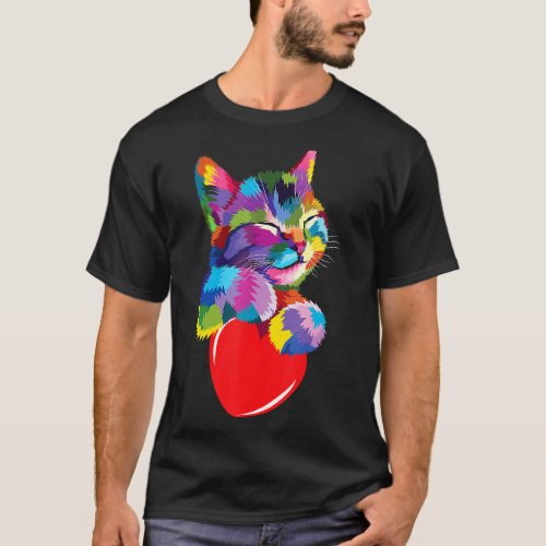 Cute Cat  For Kitten Lovers Colorful Kitty Adoptio T_Shirt