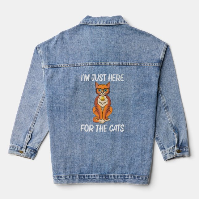 Cute Cat For Men Women Kitten Feline Pet Cat  Denim Jacket (Back)