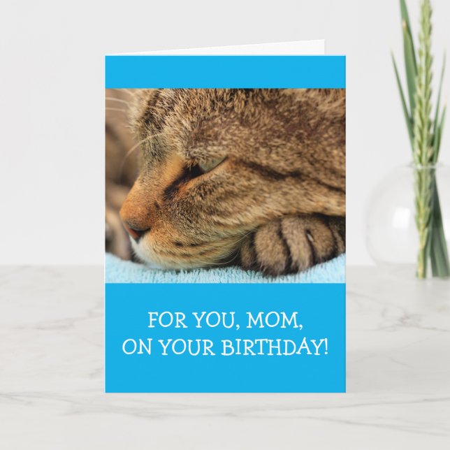 Cute Cat "For Mom" Birthday Card (Front)