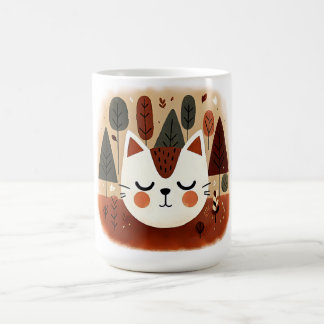 Cute Cat Forest Autumn Woodland Sleeping Kitty Coffee Mug