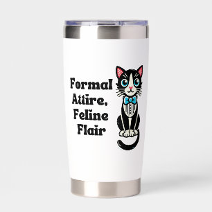 Cute Cat "Formal Attire, Feline Flair" Insulated Tumbler