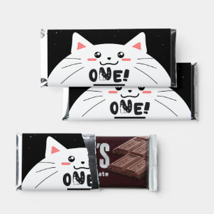 Cute Cat Frame Sparkling Stars 1st Birthday Hershey Bar Favors