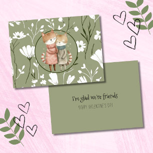 Cute Cat Friendship Valentine's Day Note Card