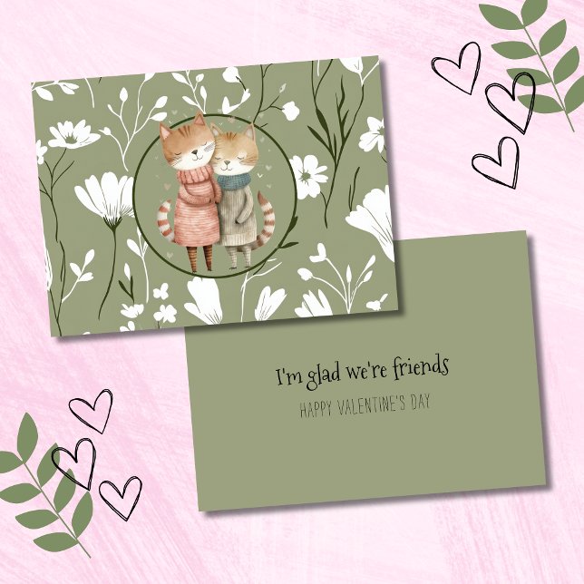 Cute Cat Friendship Valentine's Day Note Card (Creator Uploaded)
