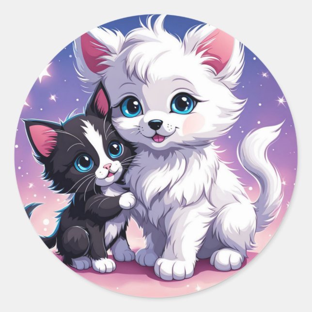 Cute cat frienship sticker (Front)