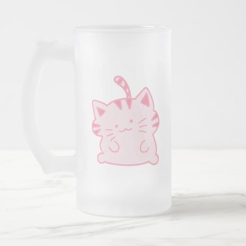 Cute cat frosted glass beer mug