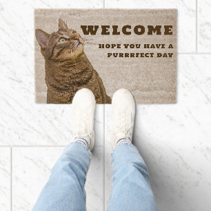 Cute Cat Fun Text Fiber Doormat