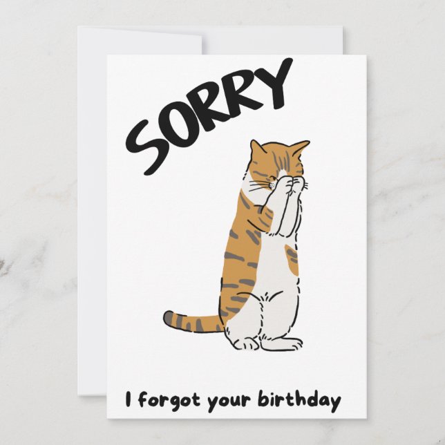 Cute Cat Funny Belated Birthday Card (Front)