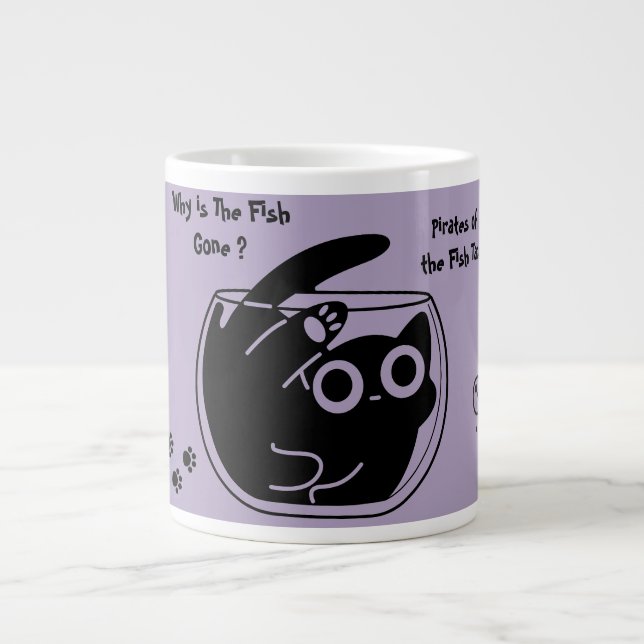 Cute Cat,Funny Cat, Funny Script, Modern, Trendy G Giant Coffee Mug (Front)